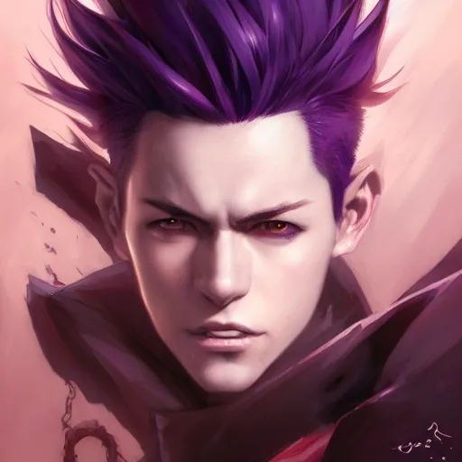 Prompt: portrait of a man with red eyes,a purple mohawk,Character design by charlie bowater, ross tran, artgerm, and makoto shinkai, detailed, inked, western comic book art, 2021 award winning painting,digital art,ultra realistic,ultra detailed,art by greg rutkowski,photorealiatic,hyperdetailed,hyperrealistic,studio lighting,studio photography,professional photography,professional lighting,detailed face,3 point lighting,4k