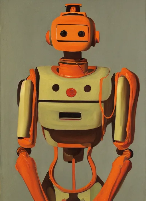 Image similar to painting of a robot by John Currin