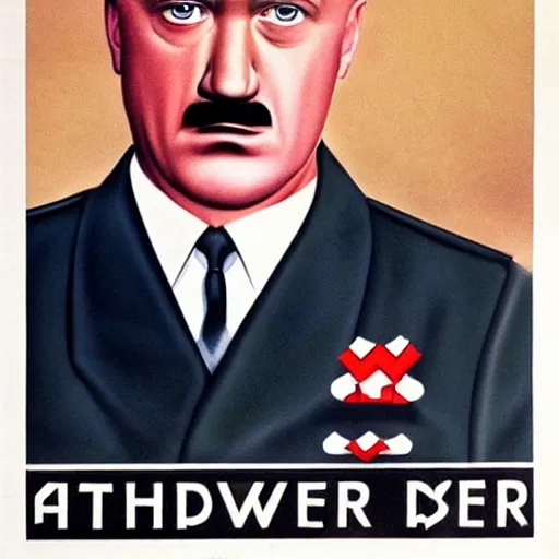 Image similar to a 1 9 9 0 s promotional poster for hitler as a character in a sitcom