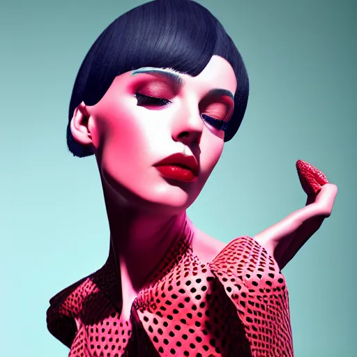 Image similar to strawberry inspired avant-garde art, deco fashion, highly detailed, photorealistic portrait, bright studio setting, studio lighting, crisp quality and light reflections, unreal engine 5 quality render