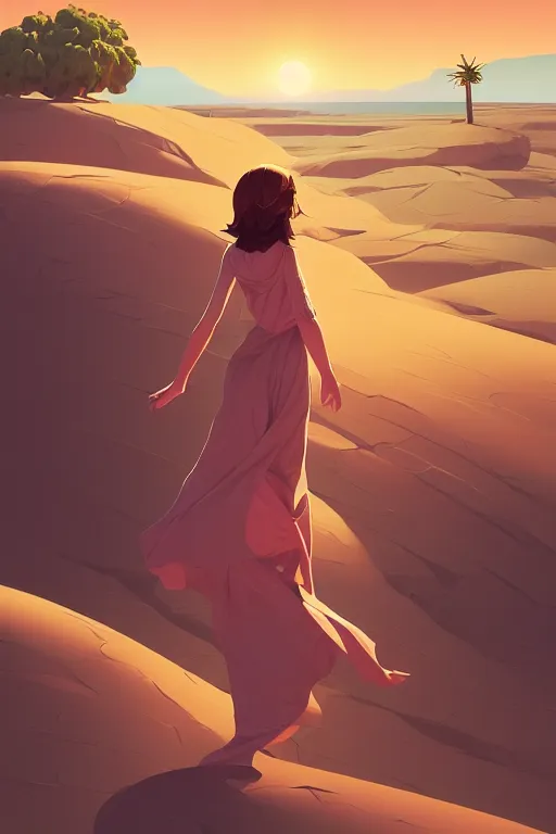 Image similar to single hermit in the desert, smooth face, centered median photoshop filter cutout vector behance hd by artgerm, jesper ejsing, by rhads, makoto shinkai and lois van baarle, ilya kuvshinov, rossdraws, illustration, art by ilya kuvshinov and gustav klimt