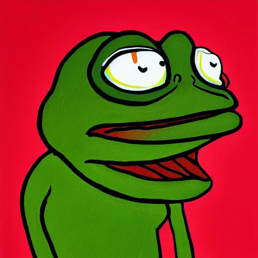 Prompt: Pepe the frog sweating by Matt Furie
