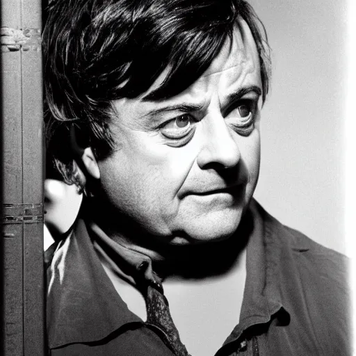 Prompt: nathan lane as rambo black and white photograph