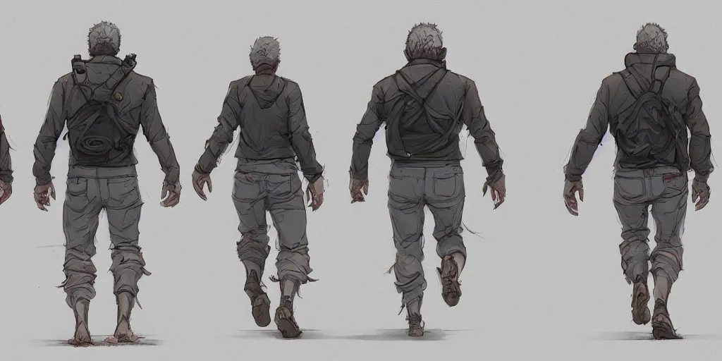 Prompt: cartoonish todd solondz running, character sheet, fine details, concept design, contrast, kim jung gi, greg rutkowski, trending on artstation, 8 k, full body, turnaround, front view, back view, ultra wide angle