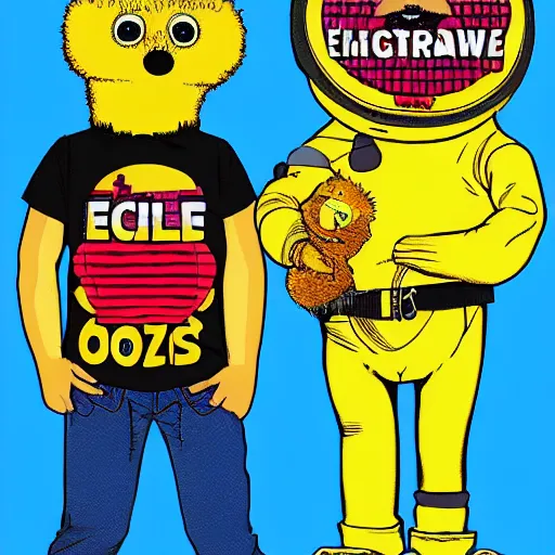 Image similar to portrait of flat eric and mr. oizo in multiverse, photorealism, 9 0 s comics style, digital art, 8 k