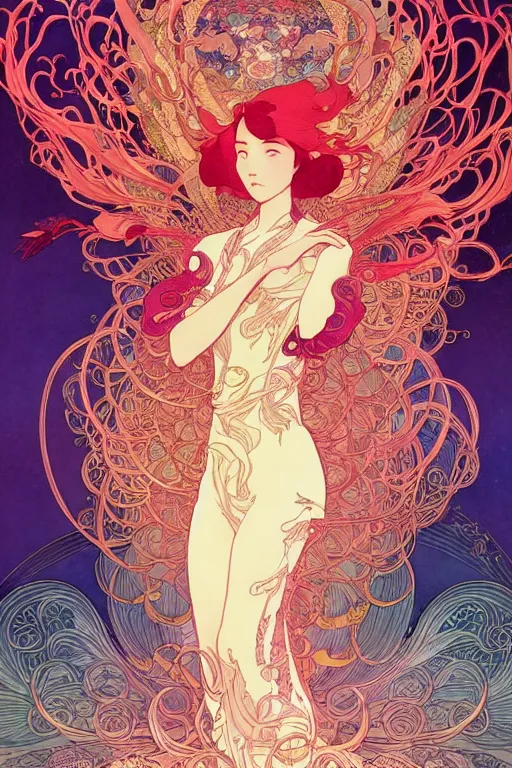 Image similar to a beautiful hyperdetailed character design 4 k wallpaper illustration of phoenix, victo ngai style, alfons mucha ， from china, style of studio ghibli, denoise, deblurring, artgerm, xision, james jean, ross tran, chinese style