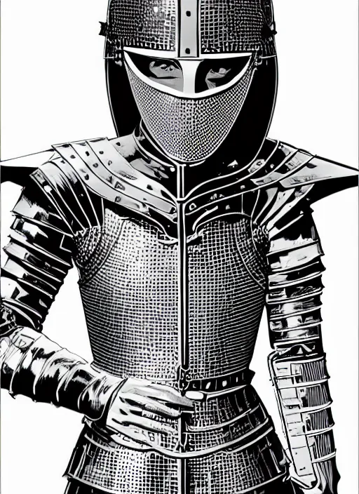 Image similar to a tomboy female knight wearing medieval armor. knight tomboy. art by martin ansin, martin ansin artwork. portrait.