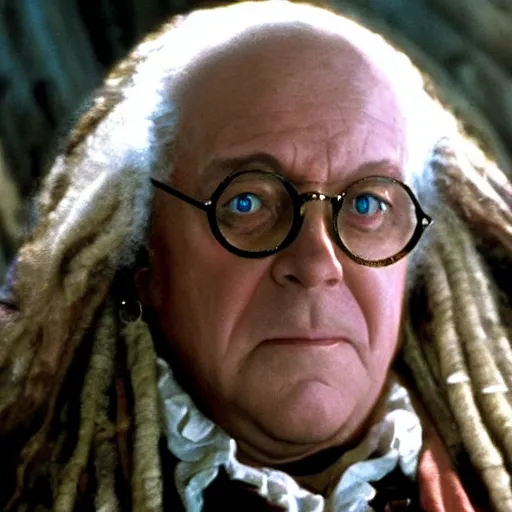 Image similar to movie still of benjamin franklin in pirates of the caribbean