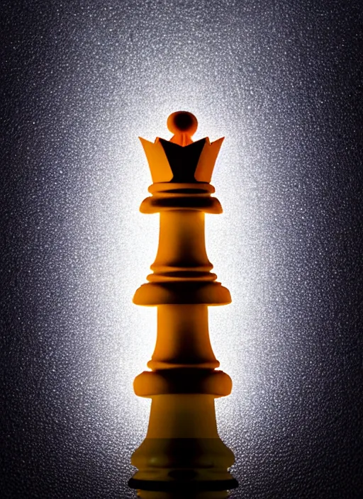 Image similar to queen chess piece photo, crown made of led point lights, pearlescent skin, skin made of led point lights, very detailed, highly detailed background, reflective chessboard, photorealism, sharp focus, photorealism, soft diffuse autumn lights, some sunlight ray, dark room wall, canon 5 d 5 0 mm lens