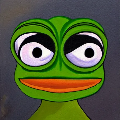 Prompt: pepe the frog is depressed on the streets of new york city, oil painting, realism, high quality, detailed, 4 k