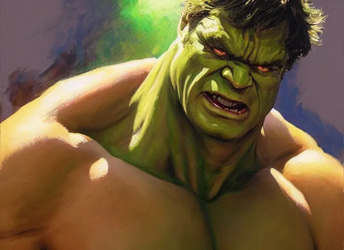 Prompt: a highly detailed beautiful portrait of francois holland as hulk, by gregory manchess, james gurney, james jean