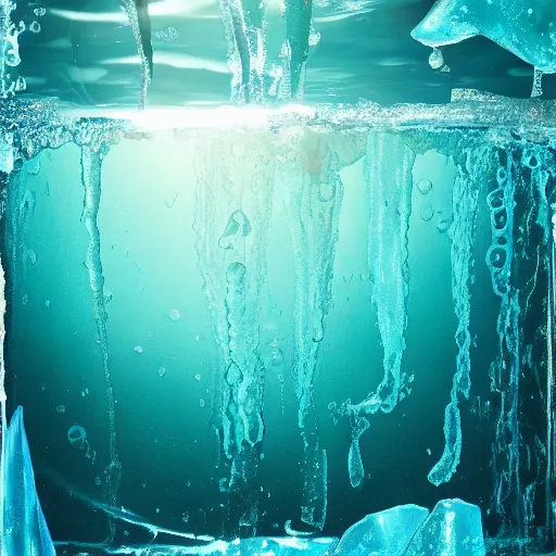 Prompt: icy submerged transparendigitalart leaked aquatic noticing