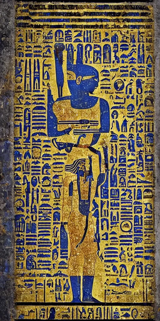 Image similar to egyptian hieroglyph blueprints to a spaceship