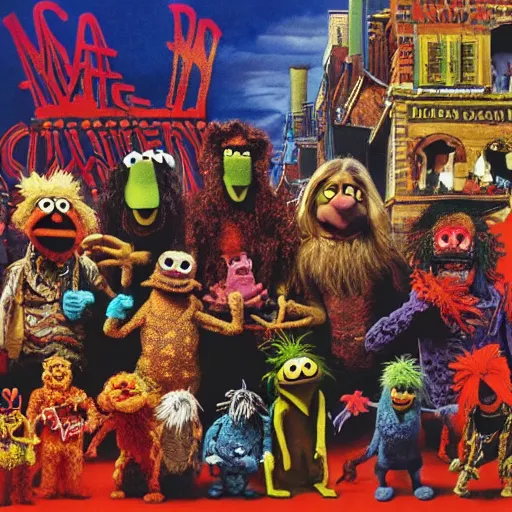 Image similar to animal the muppet on iron maiden album cover, 8 k resolution hyperdetailed scary dystopian surrealism