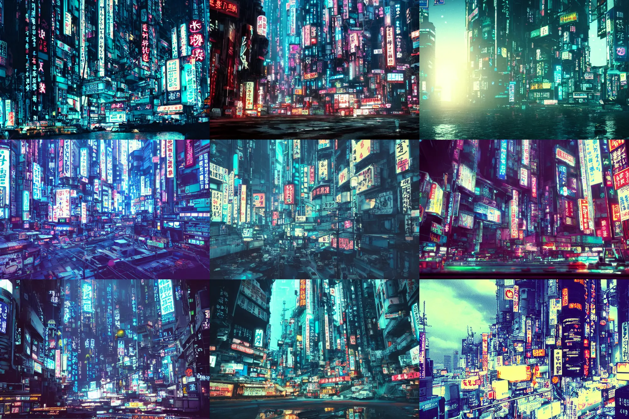 Prompt: dreamy film still of cyberpunk tokyo at the bottom of the ocean