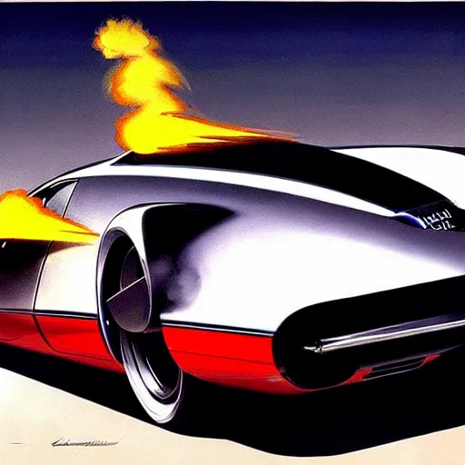 Image similar to concept art for a car that shoots poisonous gas, painted by syd mead, high quality