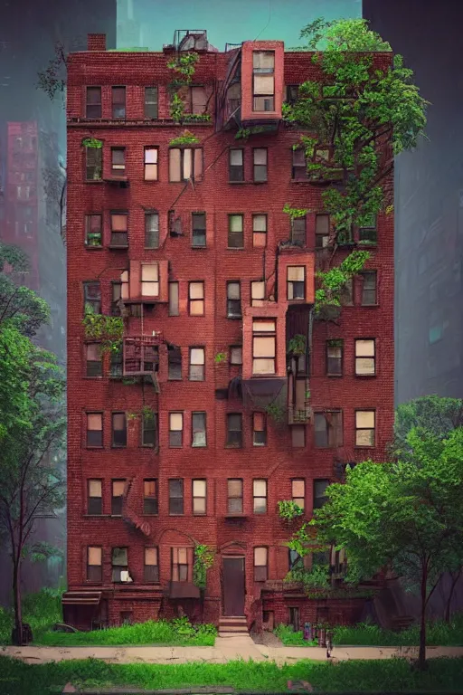 Image similar to (((((a ramshackle manhattan brick brownstone deep in the forest))))) by Beeple!!!!!!!!!!!!!!!!!!!!!!!!!!!