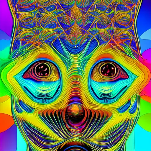 Image similar to face of god, dmt, shrooms, lsd, symmetry, impossible figure, colorful, highly detailed, grid, artstation hq, golden ratio