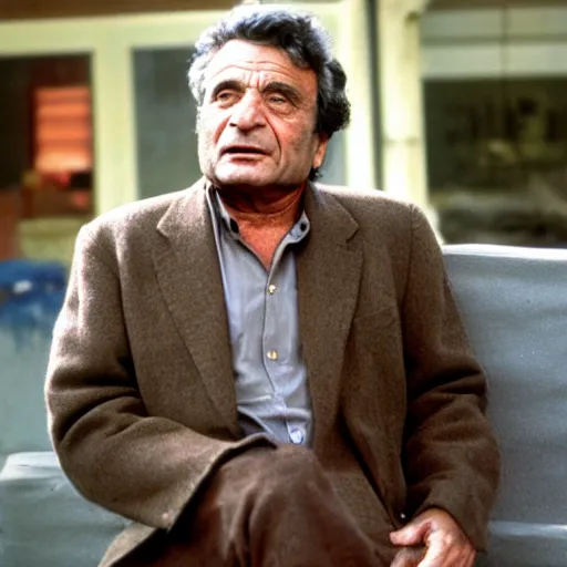 Image similar to peter falk looking confused, colorized, 4k