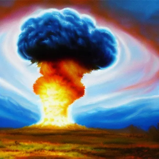 Image similar to nuclear explosion painted by Bob Ross