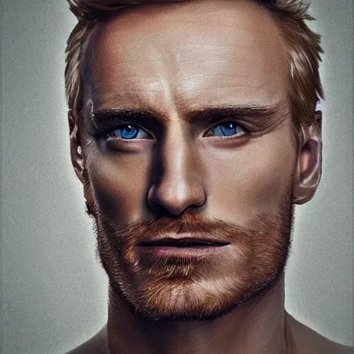 a close up realistic portrait of a blonde man with a, Stable Diffusion