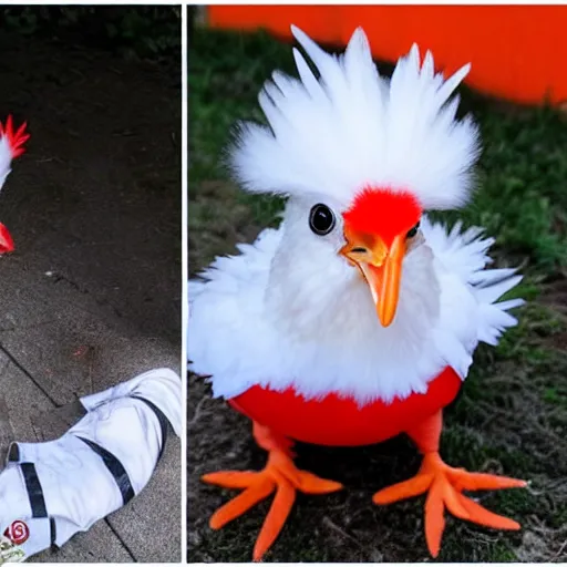 Image similar to photography cute chicken dressed as an inmate