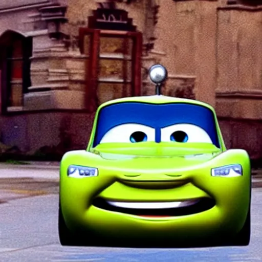 Image similar to jesus car from the movie pixar's cars 2,