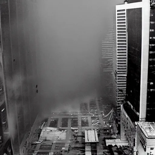 Image similar to view inside the world trade centre as the first plane struck the building, photo from the point of view of a person inside at the point of impact, photo, survivor, realistic, cinematic