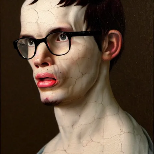 Image similar to A 17th century Baroque Painting of iDubbbz, grainy, realistic, hyperrealistic, very realistic, very very realistic, highly detailed, very detailed, extremely detailed, detailed, digital art, trending on artstation, detailed face, very detailed face, very detailed face, realism, HD Quality, 8k resolution, intricate details, body and head in frame, painting, oil painting, trending on deviantart, Baroque Painting