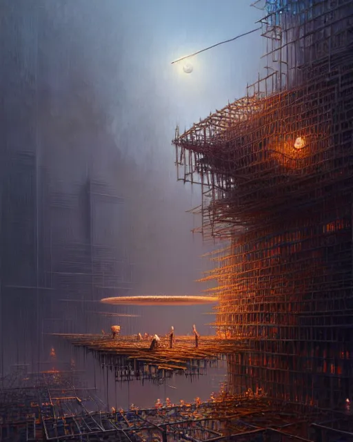 Image similar to a hyper - detailed 3 d render like a oil painting of the construction of a unreal motivation, surrealism!!!!! surreal concept art, lifelike, photorealistic, digital painting, aesthetic, smooth, sharp focus, artstation hd, by greg rutkowski, bruce pennington, valentina remenar and asher duran,