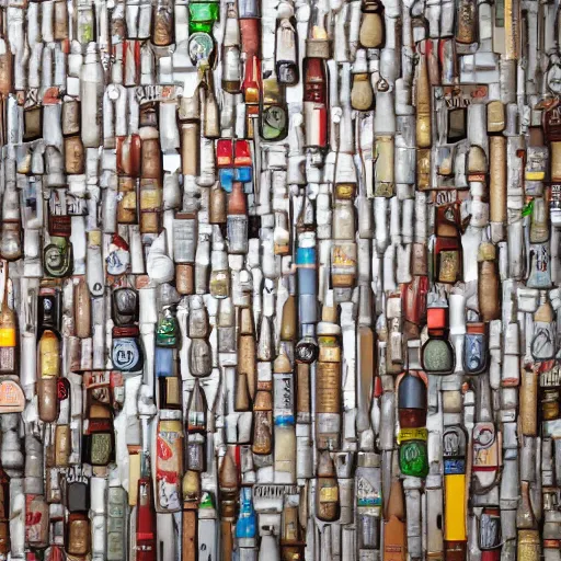 Image similar to robot made of wine bottles. High resolution. Artstation.