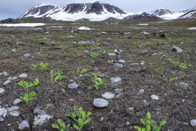 Prompt: plants growing in the Arctic