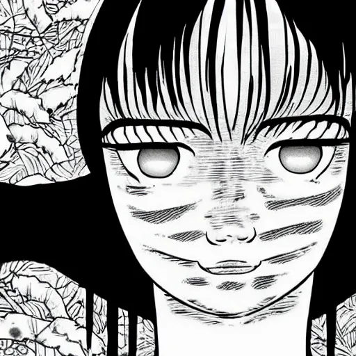 Prompt: manga panel, junji ito, horror, surreal,