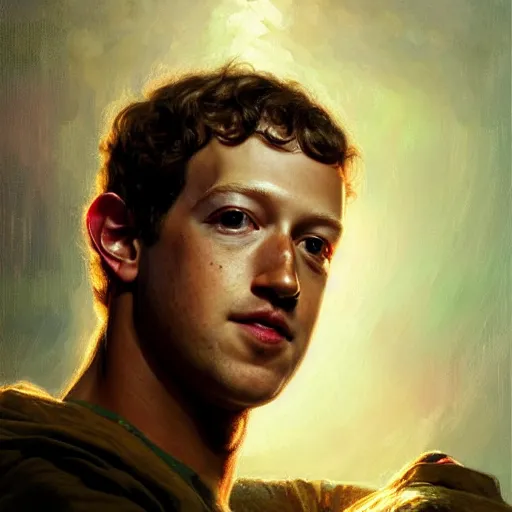 Prompt: handsome portrait of mark zuckerberg posing, radiant light, caustics, war hero, apex legends, by gaston bussiere, bayard wu, greg rutkowski, giger, maxim verehin