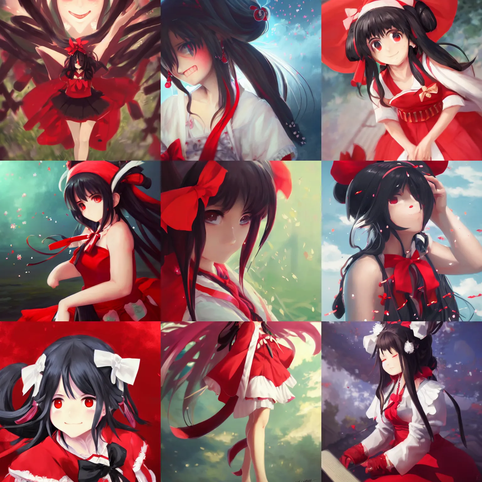 Image similar to artwork portrait of reimu hakurei from touhou project, sparkling eyes reimu hakurei touhou artwork by greg rutkowski makoto shinkai sakimichan key art 4 k 8 k ultrahd trending award winning