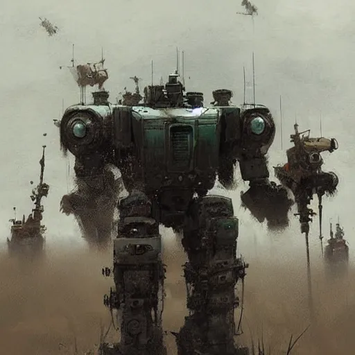 Image similar to mech art by jakub rozalski