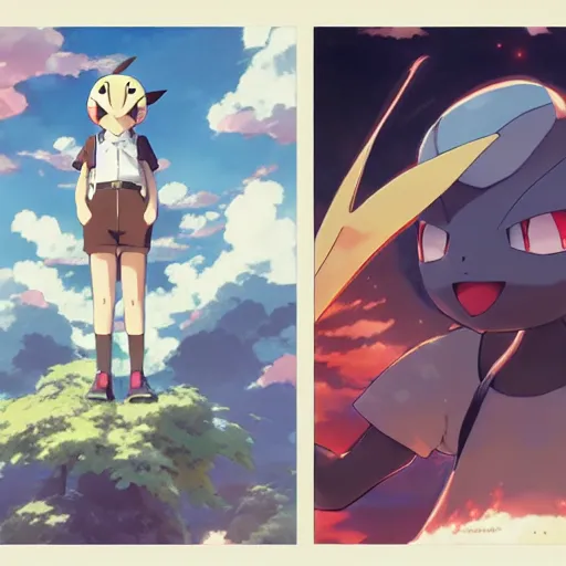 Image similar to a pokemon go box art from 1 9 5 0, illustration, concept art, anime key visual, trending pixiv fanbox, by wlop and greg rutkowski and makoto shinkai and studio ghibli and kyoto animation and ken sugimori, symmetrical facial features, pocket monster companion