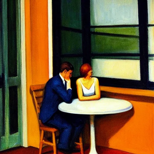 Prompt: guilt, in the style of edward hopper