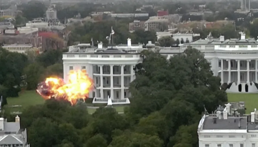 Image similar to gandalf attacks the white house, cnn news footage taken from above.