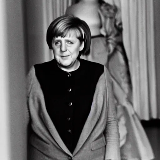 Prompt: angela merkel by diane arbus