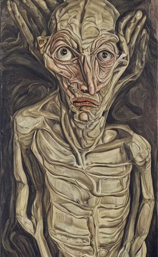 Prompt: portrait of an extraterrestrial being, by lucian freud