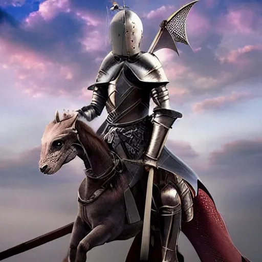 Image similar to a beautiful female knight without any battle experience who only came to see a dragon, symmetrical, cinematic, real photography