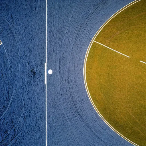 Image similar to a photography of a football field on the moon, extreme long shot