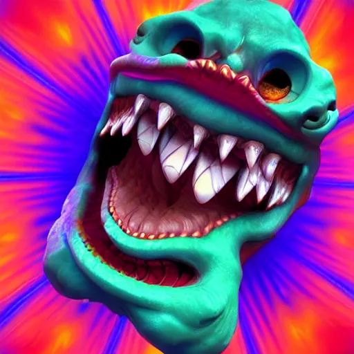 Prompt: psychedelic 3 d monster playdoe