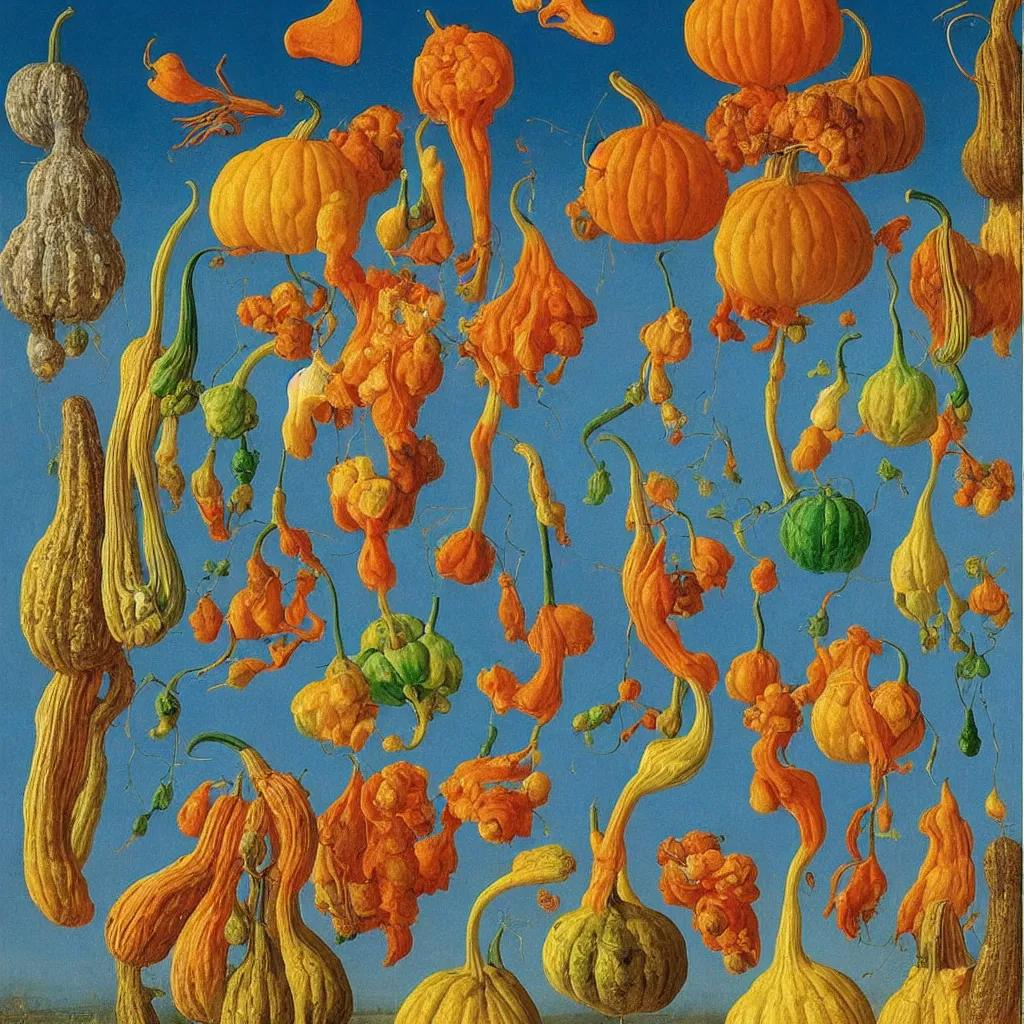 Prompt: a single! colorful! tall thin gourd fungus clear empty sky, a high contrast!! ultradetailed photorealistic painting by jan van eyck, audubon, rene magritte, agnes pelton, max ernst, walton ford, andreas achenbach, ernst haeckel, hard lighting, masterpiece