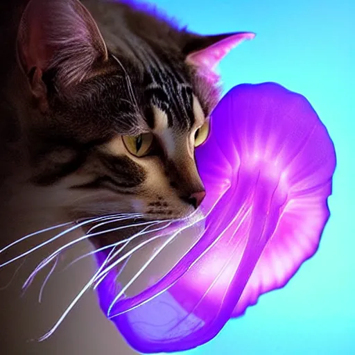 Image similar to a jellyfish - cat - hybrid, animal photography