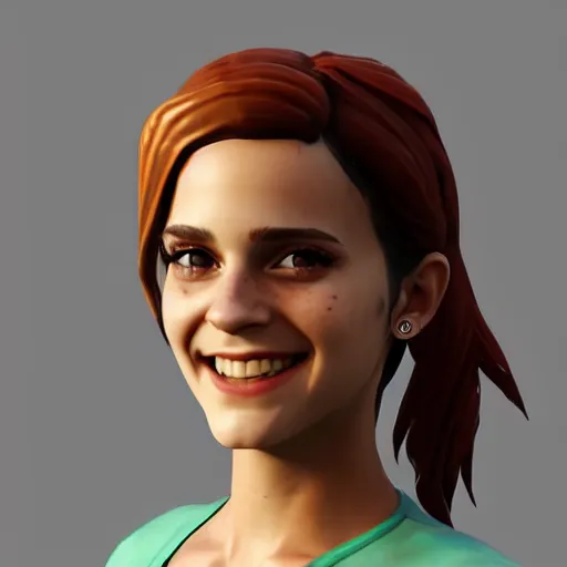 Image similar to textured film grain oil pastel subsurface scattering fashion model face smiling laughing squinting emma watson as a fortnite character cgsociety octane render unreal engine redshift render trending on artstation trending on artstation render blender behance cg superhero