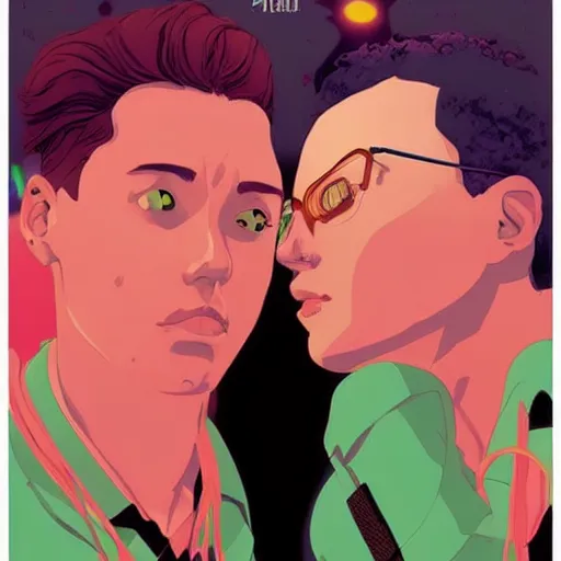 Image similar to poster by tomer hanuka, real lgbt love