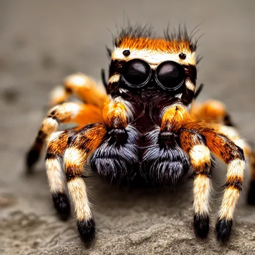 Prompt: dog spider hybrid, bold natural colors, national geographic photography, masterpiece, in - frame, canon eos r 3, f / 1. 4, iso 2 0 0, 1 / 1 6 0 s, 8 k, raw, unedited, symmetrical balance