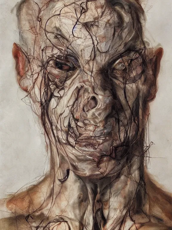 Image similar to twisted ghostly face, portrait by jenny saville, cryptid, spirit, calm, serenity, relaxed